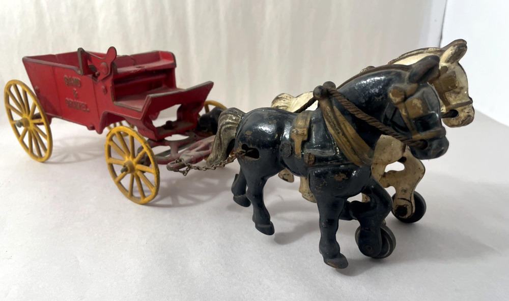 Antique Kenton Sand & Gravel Cast Iron Horse Wagon Toy 14” Farm